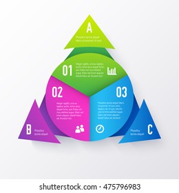 Vector Elements For Infographics. Template Of A Pie Chart With Triangle Arrows.