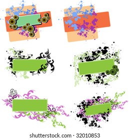 vector elements and labels in different colors and composition.