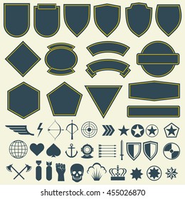 Vector Elements For Military, Army Patches, Badges. Set Of Badge For Army And Military Emblem For Patch And Army Illustration