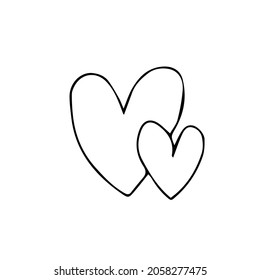 Vector elements on the theme of love, valentine's day, holiday. For your romantic design of cards, posters, invitations. Hand drawn doodles isolated on white background