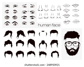 vector elements of a person face men