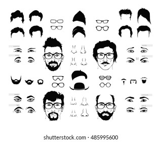 vector elements of a person's face men