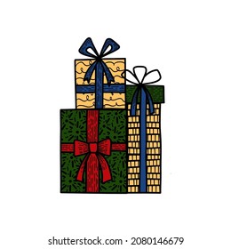Vector elements. Presents. Gift. Decoration for sticker, template for cards and advertisements.
