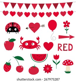 Vector elements in red color