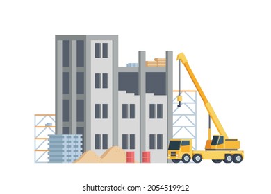 Vector elements representing construction site for city illustration