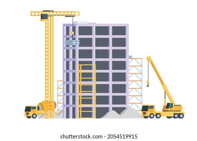 Vector elements representing construction site for city illustration