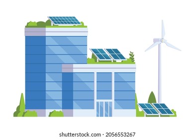 Vector elements representing Green Powered Building. Eco Concept city illustration.