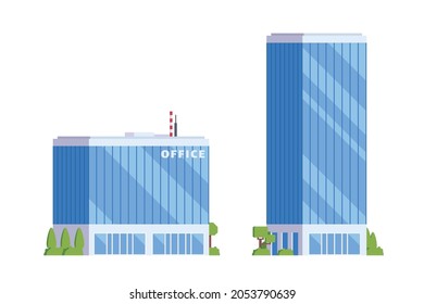 Vector elements representing office buildings for city illustration