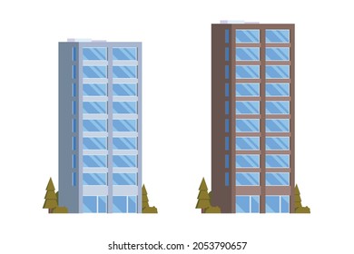 Vector elements representing office buildings for city illustration