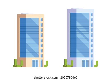 Vector elements representing office buildings for city illustration