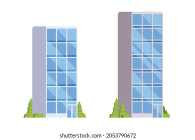 Vector elements representing office buildings for city illustration