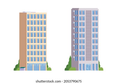 Elementos vectores que representan edificios de oficinas para la ilustración de la ciudad