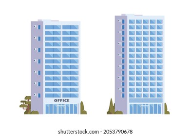 Vector elements representing office buildings for city illustration