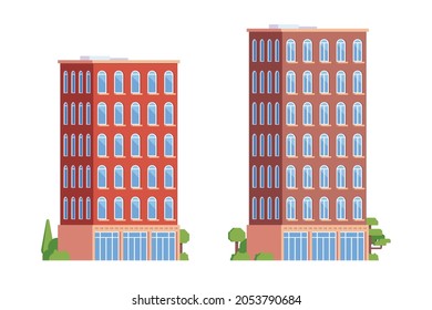 Vector elements representing office buildings for city illustration