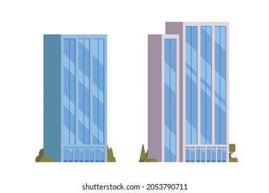 Vector elements representing office buildings for city illustration