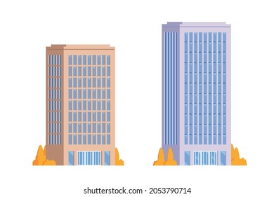 Vector elements representing office buildings for city illustration