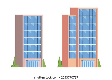 Elementos vectores que representan edificios de oficinas para la ilustración de la ciudad