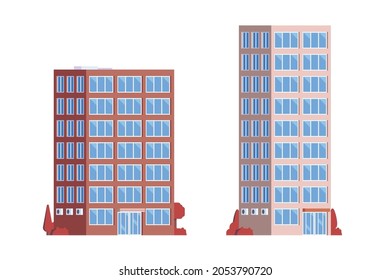 Vector elements representing office buildings for city illustration