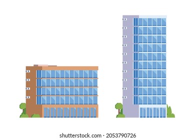 Vector elements representing office buildings for city illustration