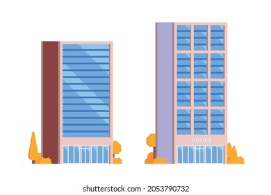 Vector elements representing office buildings for city illustration