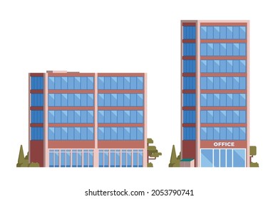 Vector elements representing office buildings for city illustration