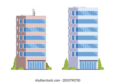 Vector elements representing office buildings for city illustration