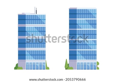Vector elements representing office buildings for city illustration