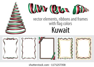 vector elements, ribbons and frames with flag colors Kuwait, template for your certificate and diploma.