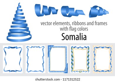 vector elements, ribbons and frames with flag colors Somalia, template for your certificate and diploma.