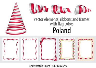 vector elements, ribbons and frames with flag colors Poland, template for your certificate and diploma.