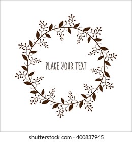 Vector elements. For scrapbooking decoration, for greeting card, wedding invitation, save the date. Ornamental leafy branches with space for a text