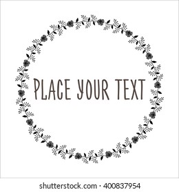 Vector elements. For scrapbooking decoration, for greeting card, wedding invitation, save the date. Ornamental leafy branches with space for a text