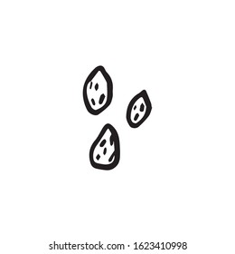 Vector elements of seeds. Drawn by hand in the doodle style with a black outline, isolated on a white background. For the design of garden shops, instructions for seeds, farm designs,flower business