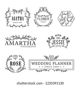 Vector elements set feminine flower logo templates florist