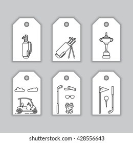 Vector elements sports gear for the game of Golf. Set of sports equipment for Golf. Banners for courses of Golf.