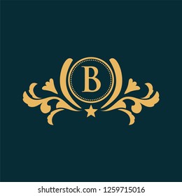 vector elements in style of luxury flourish. Luxury Logo template in vector for Restaurant, Royalty, Boutique, Cafe, Hotel, Heraldic, Jewelry, Fashion and other vector illustration
