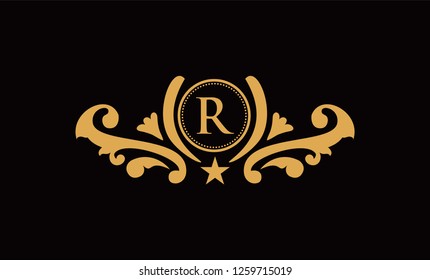 vector elements in style of luxury flourish. Luxury Logo template in vector for Restaurant, Royalty, Boutique, Cafe, Hotel, Heraldic, Jewelry, Fashion and other vector illustration