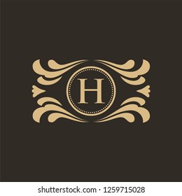 vector elements in style of luxury flourish. Luxury Logo template in vector for Restaurant, Royalty, Boutique, Cafe, Hotel, Heraldic, Jewelry, Fashion and other vector illustration