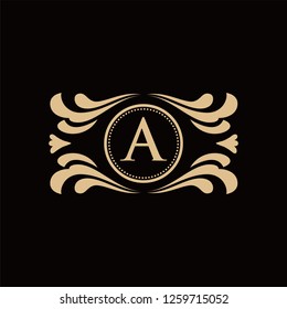 vector elements in style of luxury flourish. Luxury Logo template in vector for Restaurant, Royalty, Boutique, Cafe, Hotel, Heraldic, Jewelry, Fashion and other vector illustration