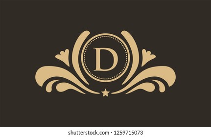 vector elements in style of luxury flourish. Luxury Logo template in vector for Restaurant, Royalty, Boutique, Cafe, Hotel, Heraldic, Jewelry, Fashion and other vector illustration