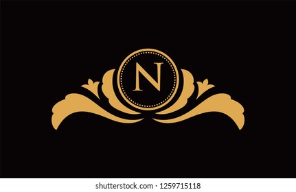 vector elements in style of luxury flourish. Luxury Logo template in vector for Restaurant, Royalty, Boutique, Cafe, Hotel, Heraldic, Jewelry, Fashion and other vector illustration