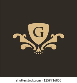 vector elements in style of luxury flourish. Luxury Logo template in vector for Restaurant, Royalty, Boutique, Cafe, Hotel, Heraldic, Jewelry, Fashion and other vector illustration