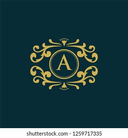 vector elements in style of luxury flourish. Luxury Logo template in vector for Restaurant, Royalty, Boutique, Cafe, Hotel, Heraldic, Jewelry, Fashion and other vector illustration