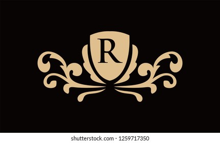 vector elements in style of luxury flourish. Luxury Logo template in vector for Restaurant, Royalty, Boutique, Cafe, Hotel, Heraldic, Jewelry, Fashion and other vector illustration