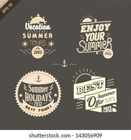 Vector elements for Summer calligraphic designs (Summer vocation, enjoy your summer, summer holidays, best summer offer) EPS 10
