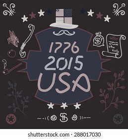 Vector Elements Symbols USA Independence Day 4th July