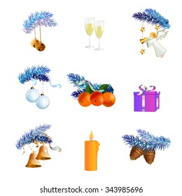 Vector elements that can be used as templates for Christmas greeting cards.