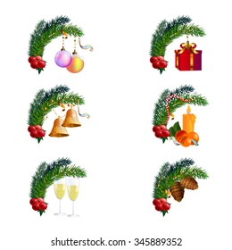 Vector elements that can be used as templates for Christmas greeting cards.
