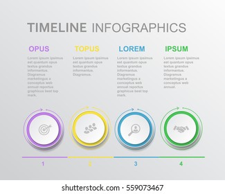 Vector elements for timeline infographic. Template for diagram, graph, presentation and chart. Business concept with 4 steps options, parts or processes, workflow layout.