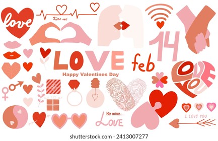 Vector elements for Valentine's Day.